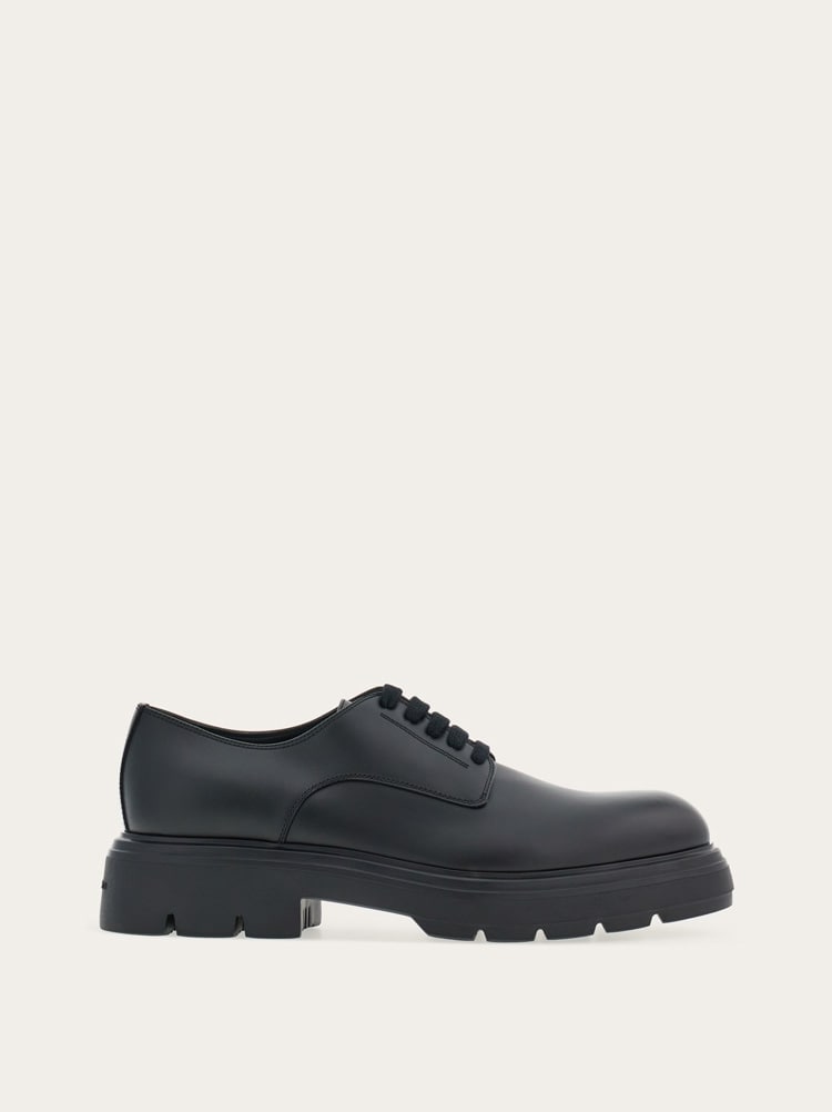 FERRAGAMO MEN'S BLACK CALF LEATHER SHOES