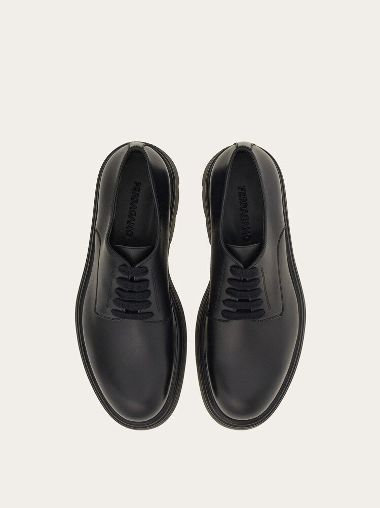 FERRAGAMO MEN'S BLACK CALF LEATHER SHOES