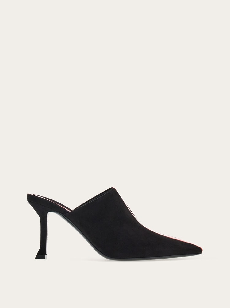 FERRAGAMO WOMEN'S BLACK SUEDE POINTED MULE SHOES