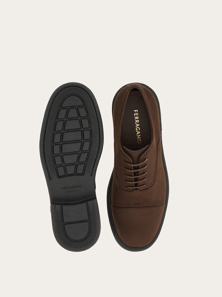 FERRAGAMO MEN'S BROWN CALF LEATHER SHOES