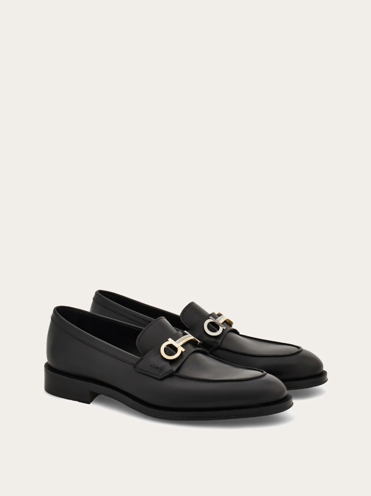FERRAGAMO MEN'S BLACK CALF LEATHER SHOES