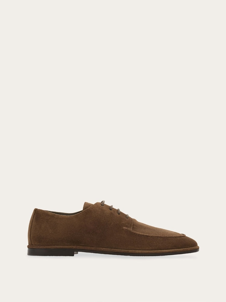 FERRAGAMO MEN'S BROWN SUEDE LACE UP SHOES