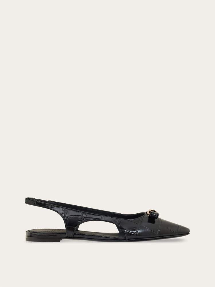 FERRAGAMO WOMEN'S BLACK LEATHER SLINGBACK SHOE