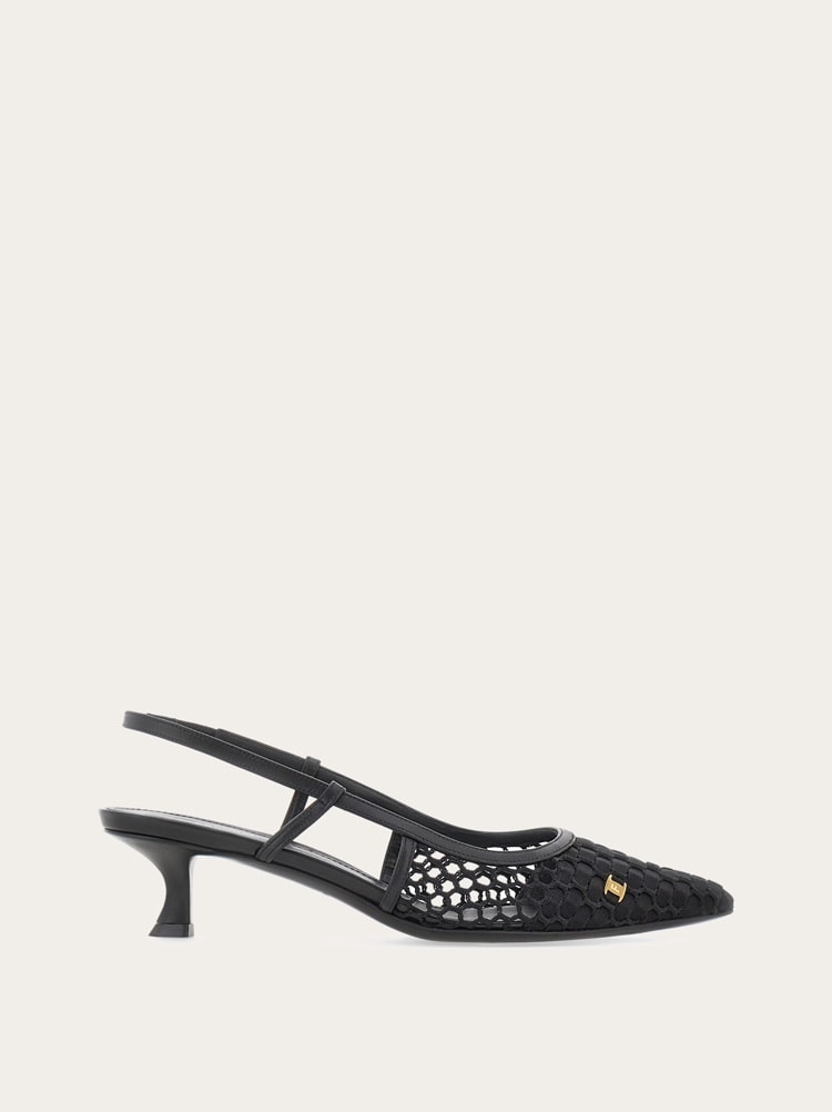 FERRAGAMO WOMEN'S BLACK FABRIC SLINGBACK SHOES