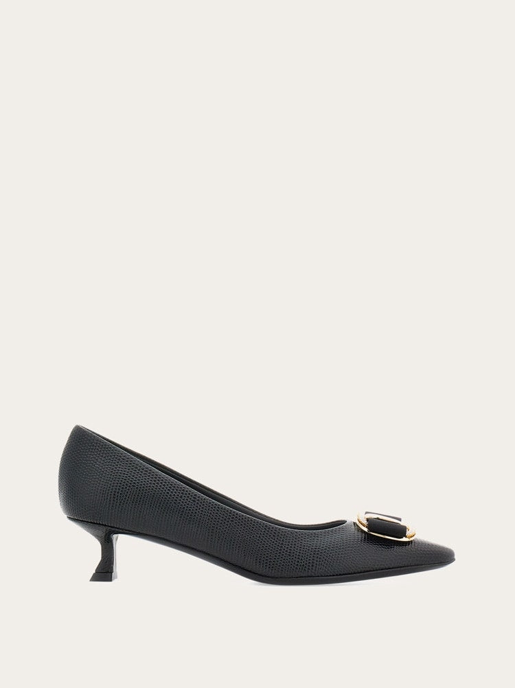 FERRAGAMO WOMEN'S BLACK CALF LEATHER PUMPS