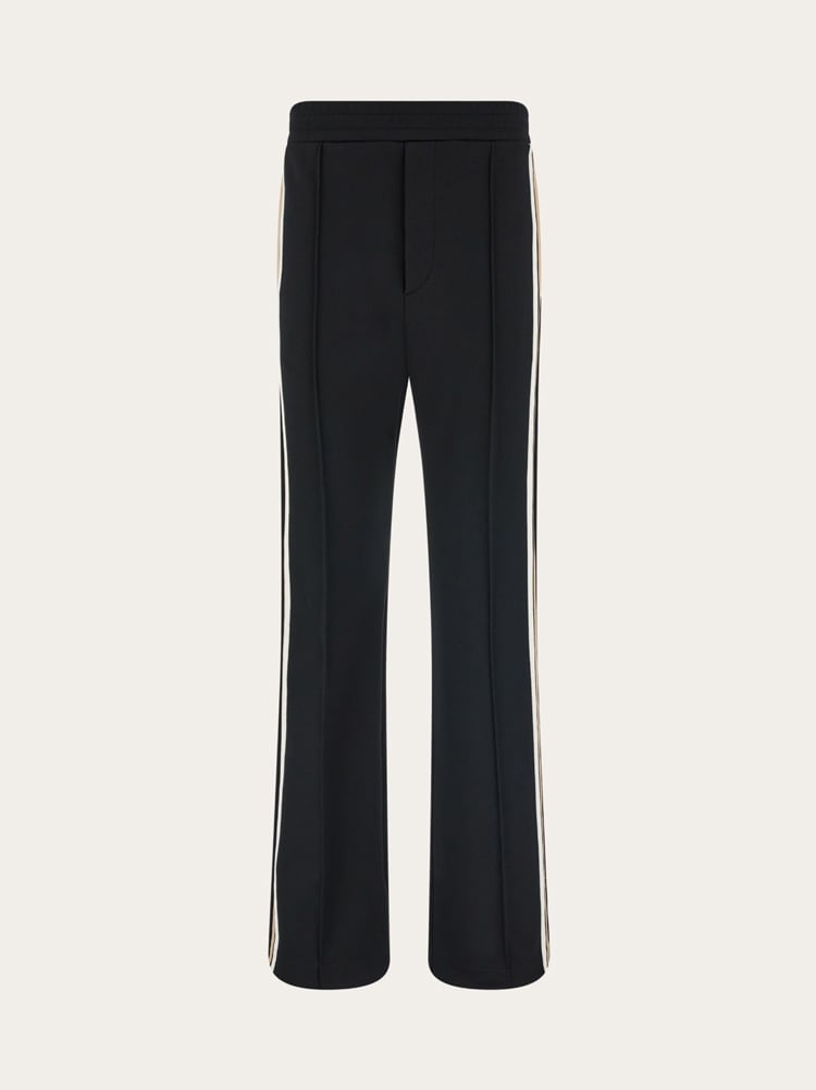 FERRAGAMO MEN'S BLACK SIDE STRIPE TROUSERS