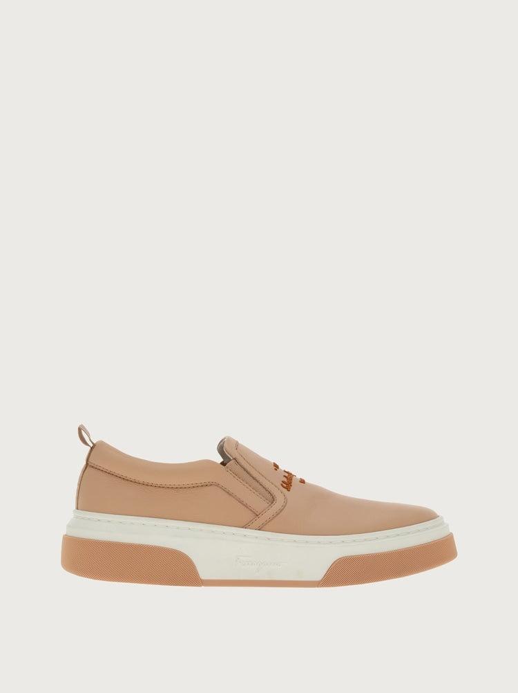 FERRAGAMO WOMEN'S BEIGE LEATHER SLIP ON SHOES