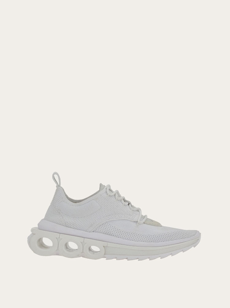 FERRAGAMO WOMEN'S WHITE FABRIC LACE UP SHOE