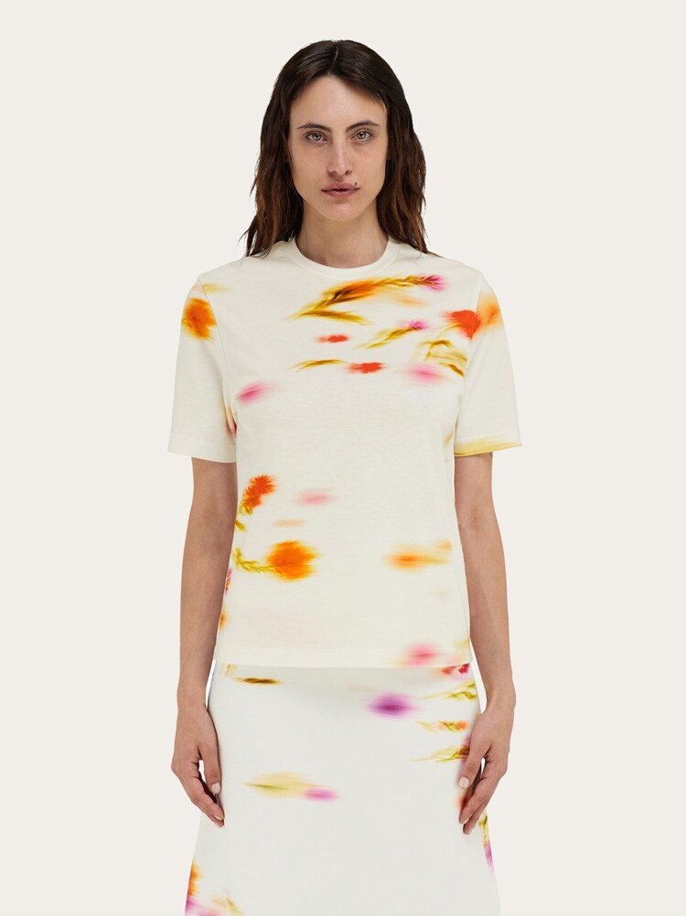 FERRAGAMO WOMEN'S OFF WHITE PRINTED COTTON SWEATER