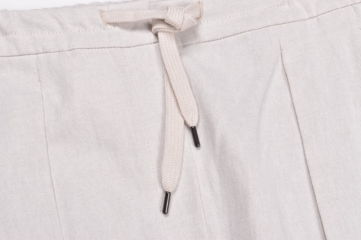 BRUNELLO CUCINELLI WOMEN'S LIGHT BEIGE LINEN BLEND TROUSERS