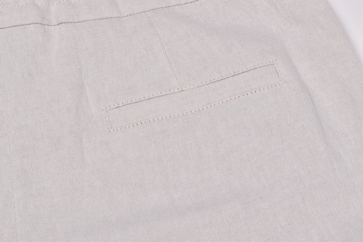 BRUNELLO CUCINELLI WOMEN'S LIGHT BEIGE LINEN BLEND TROUSERS
