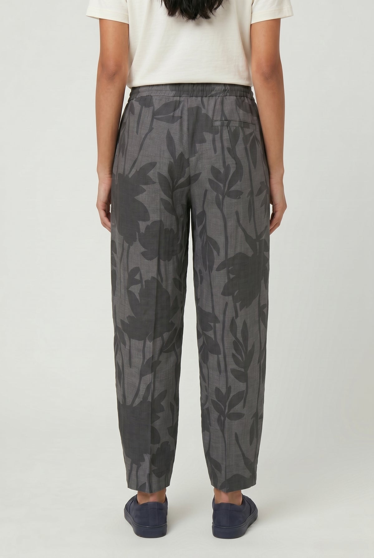 BRUNELLO CUCINELLI WOMEN'S GREY LINEN RELAXED TROUSERS