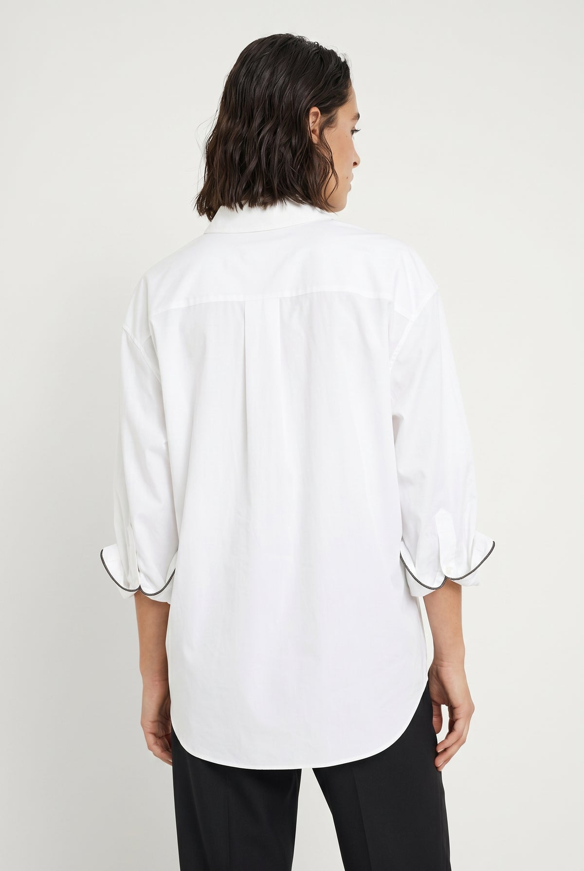 BRUNELLO CUCINELLI WOMEN'S WHITE OVERSIZED COTTON SHIRT