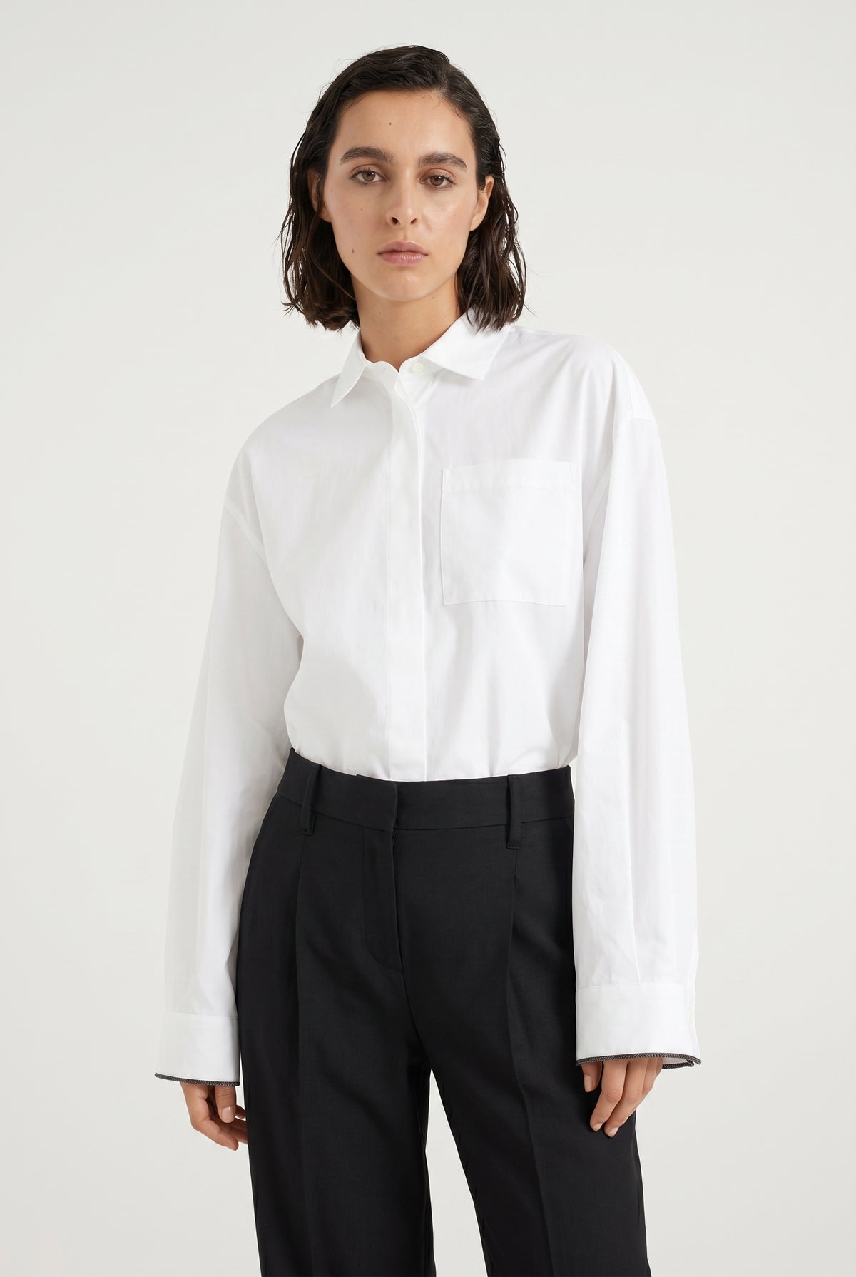 BRUNELLO CUCINELLI WOMEN'S WHITE OVERSIZED COTTON SHIRT