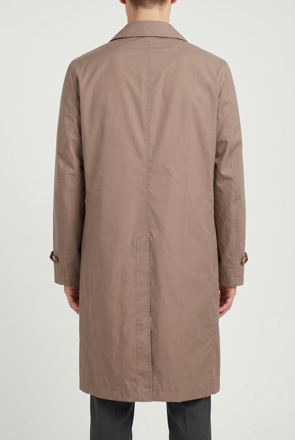 BRUNELLO CUCINELLI MEN'S TAUPE TAILORED TRENCH COAT