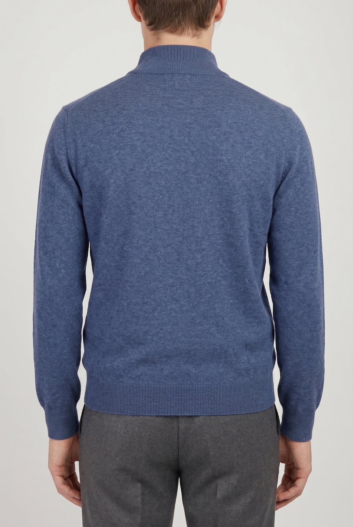 BRUNELLO CUCINELLI MEN'S BLUE WOOL ZIP SWEATER