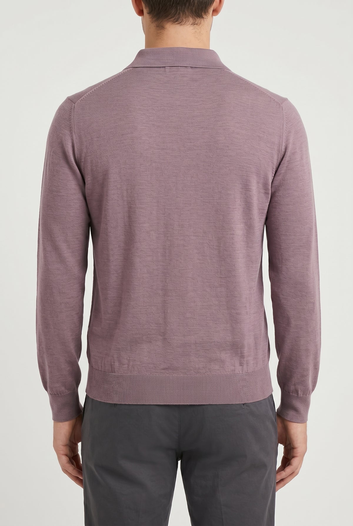 BRUNELLO CUCINELLI MEN'S MAUVE WOOL SILK KNIT SWEATER