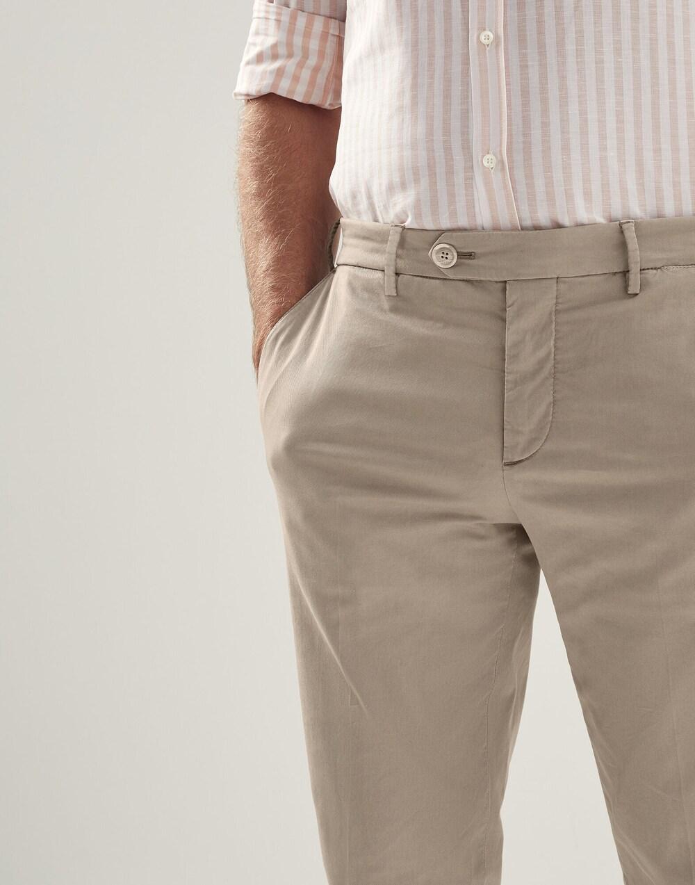 BRUNELLO CUCINELLI MEN'S CLAY TAILORED COTTON TROUSERS