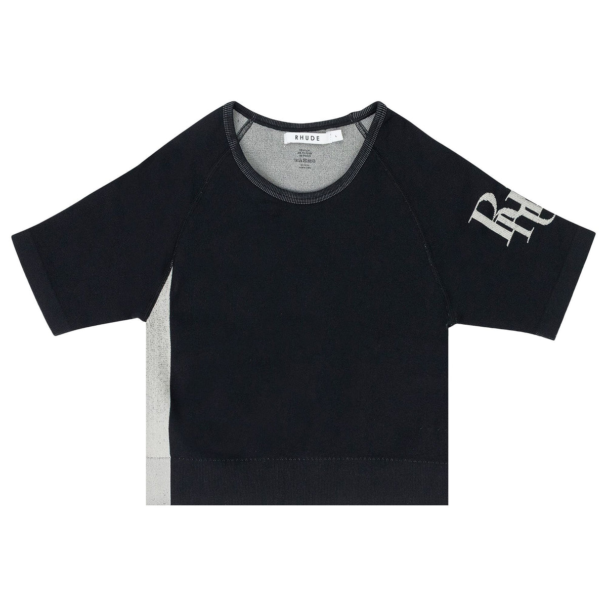RHUDE WOMEN'S BLACK TECHKNIT FITTED TOP