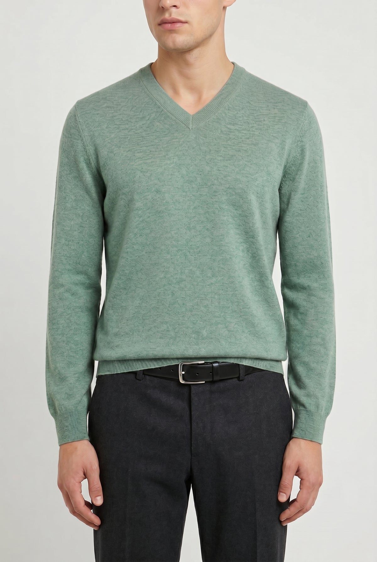 BRUNELLO CUCINELLI MEN'S LIGHT GREEN WOOL SWEATER
