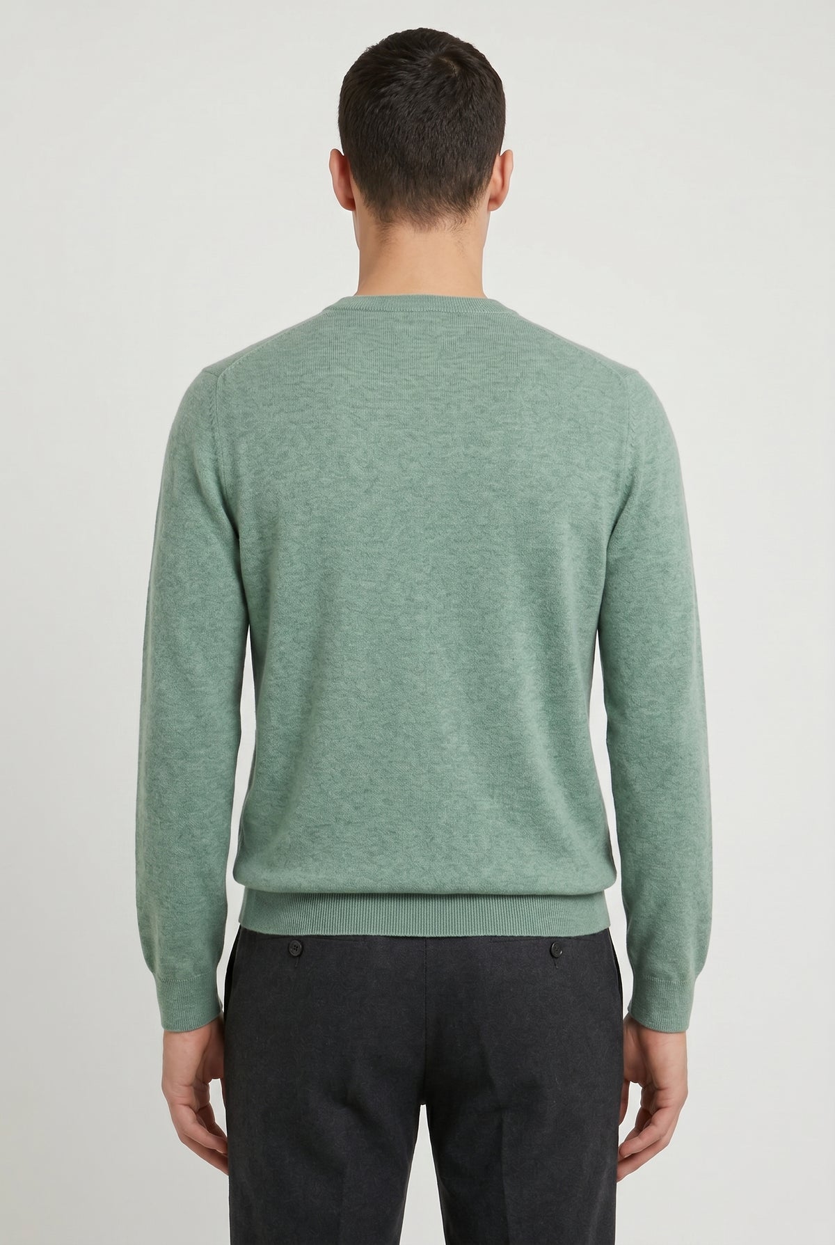BRUNELLO CUCINELLI MEN'S LIGHT GREEN WOOL SWEATER