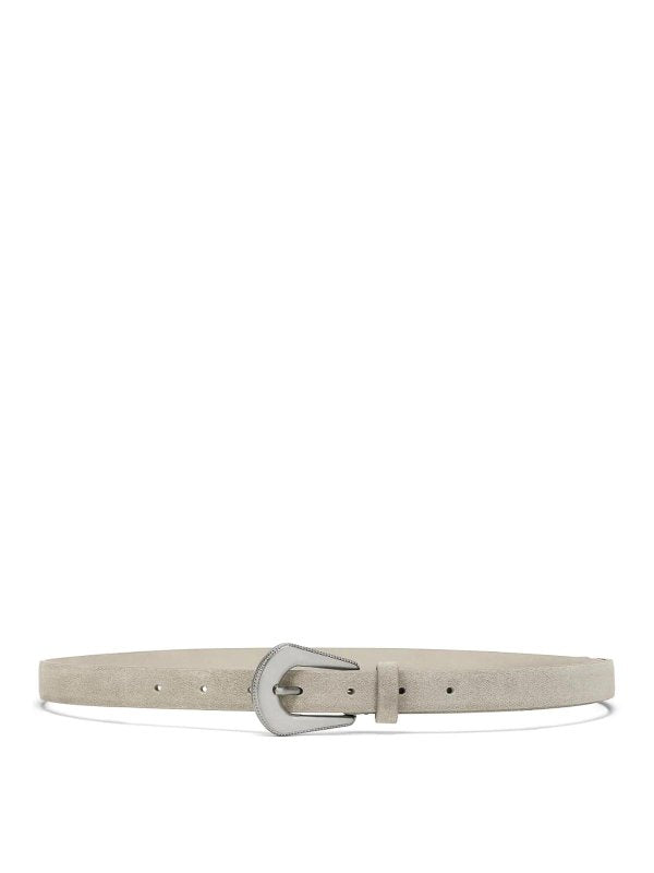 BRUNELLO CUCINELLI WOMEN'S LIGHT GREY SUEDE BELT