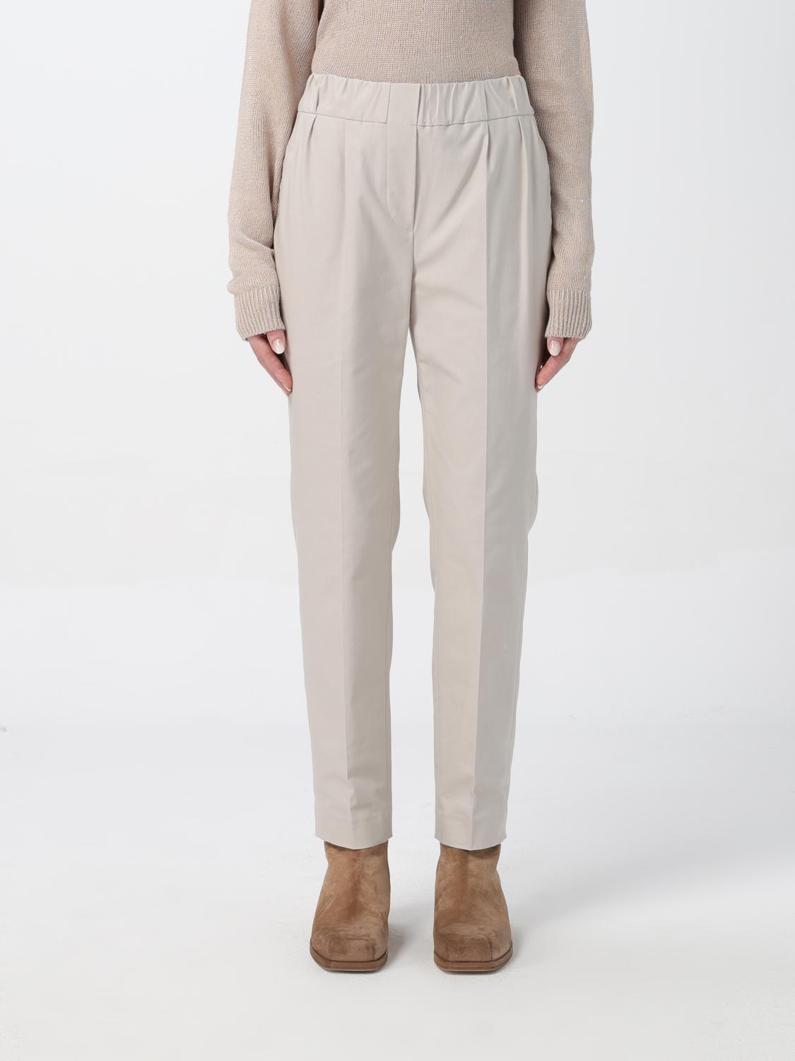 BRUNELLO CUCINELLI WOMEN'S LIGHT BEIGE TAILORED TROUSERS
