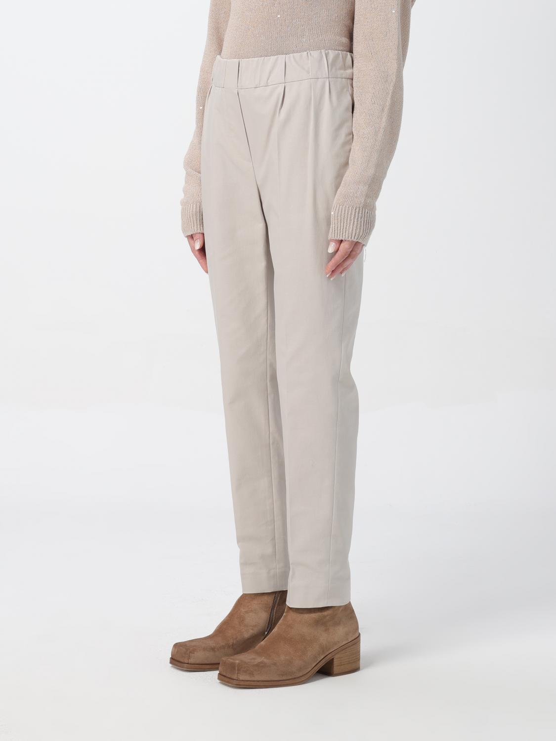 BRUNELLO CUCINELLI WOMEN'S LIGHT BEIGE TAILORED TROUSERS