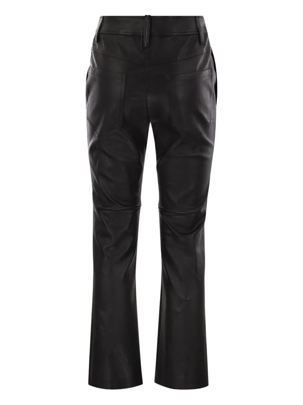 BRUNELLO CUCINELLI WOMEN'S BLACK LEATHER STRAIGHT TROUSERS