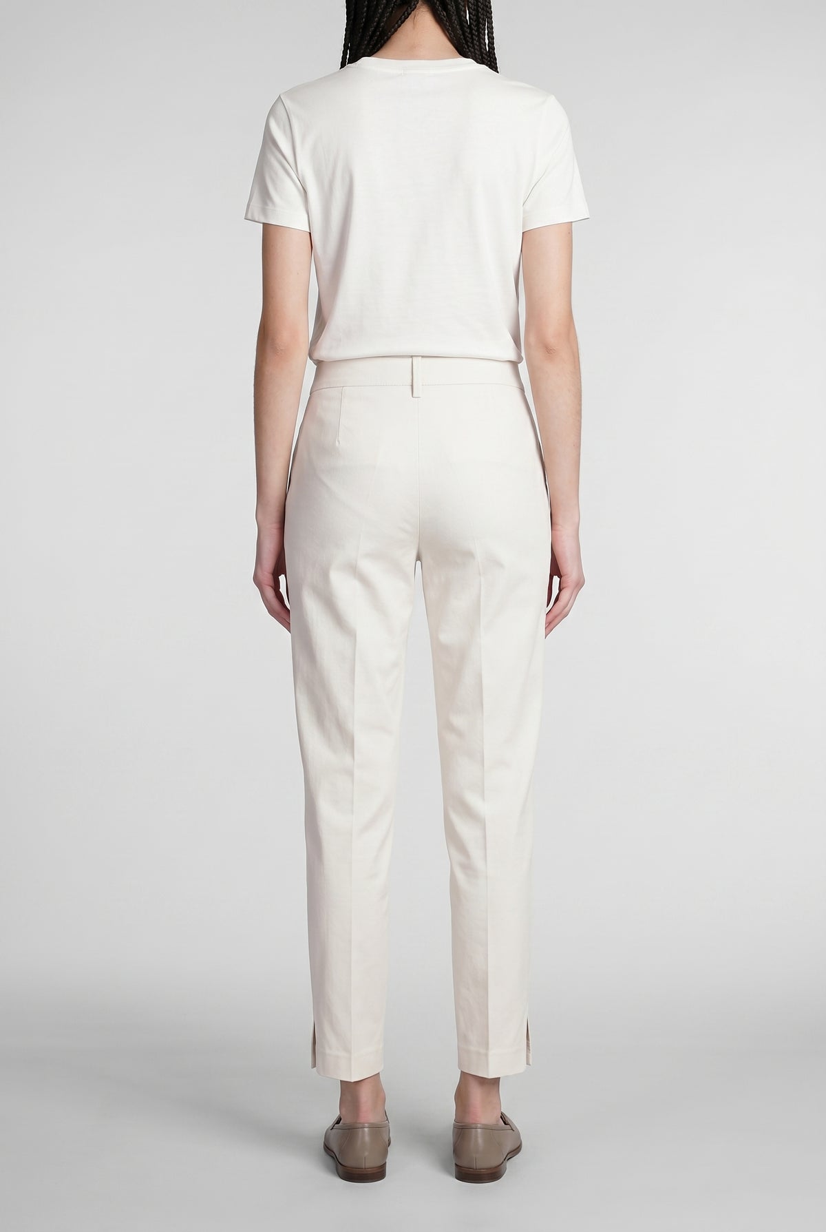 BRUNELLO CUCINELLI WOMEN'S OFF WHITE TAILORED TROUSERS