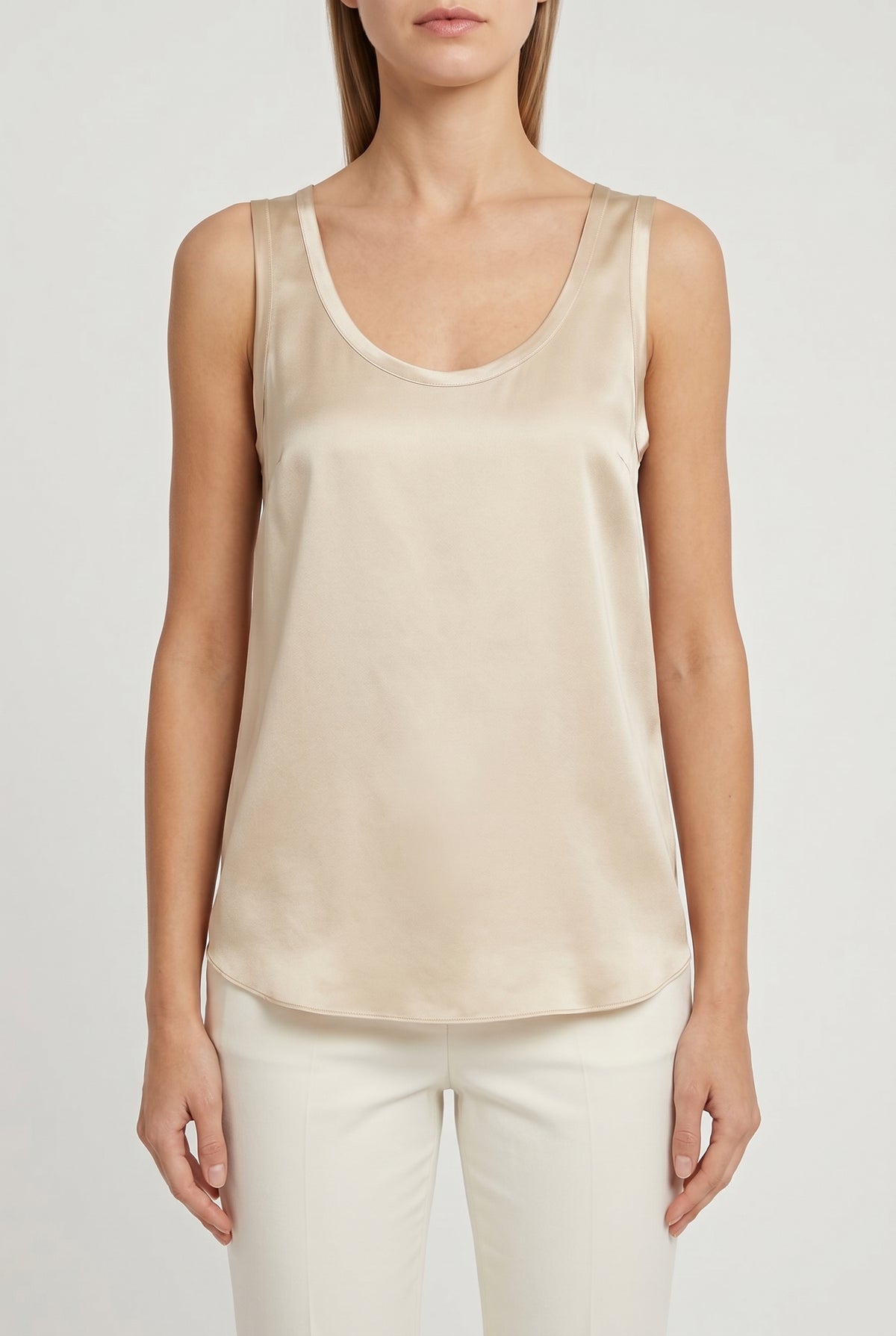 BRUNELLO CUCINELLI WOMEN'S LIGHT GOLD SILK TANK TOP