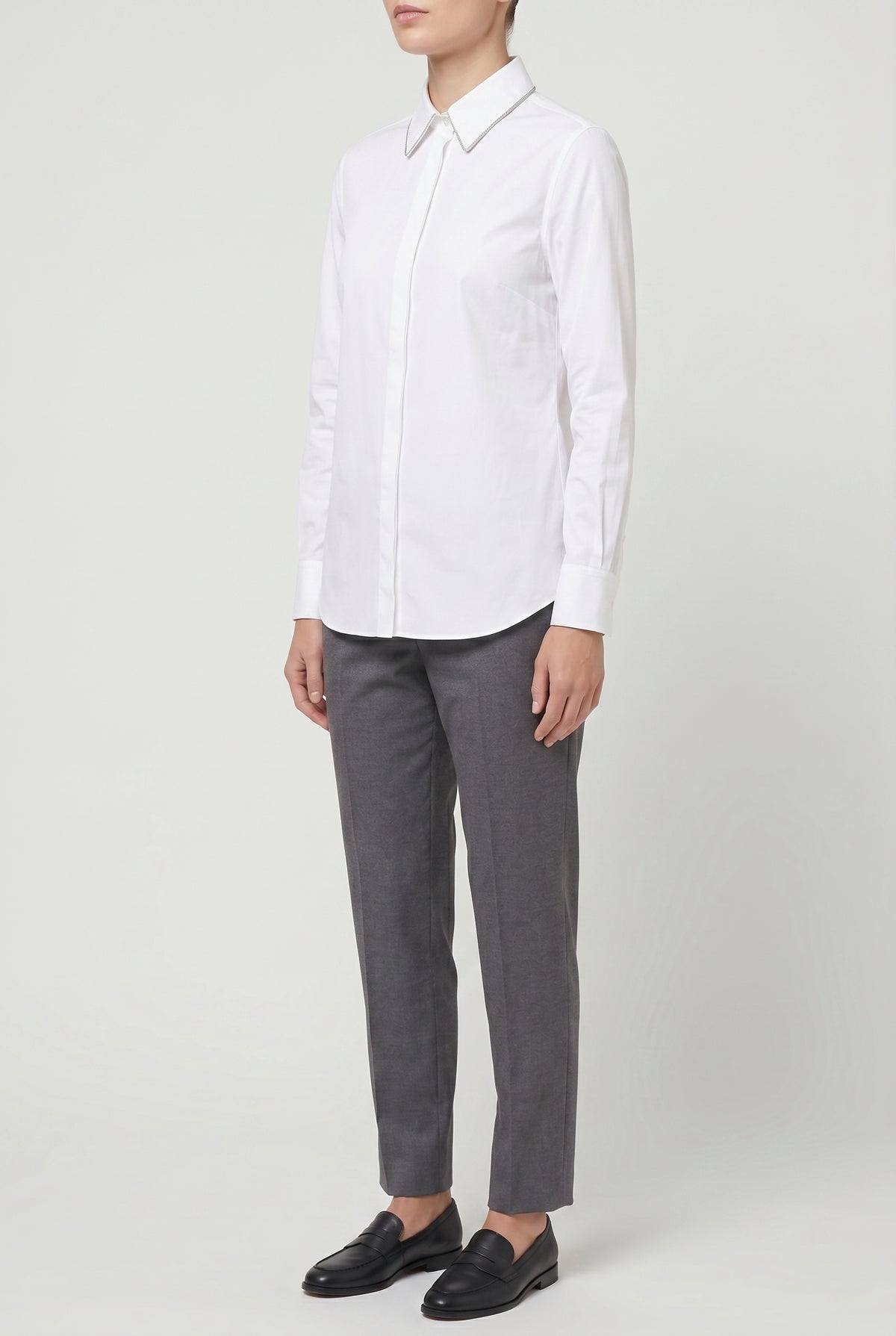BRUNELLO CUCINELLI WOMEN'S WHITE COTTON BLEND SHIRT