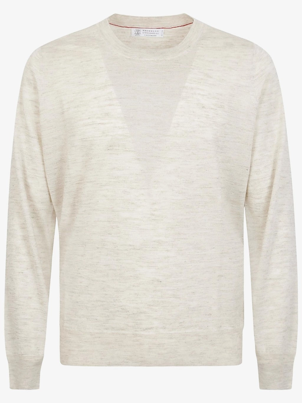 BRUNELLO CUCINELLI MEN'S LIGHT BEIGE SILK LINEN SWEATER