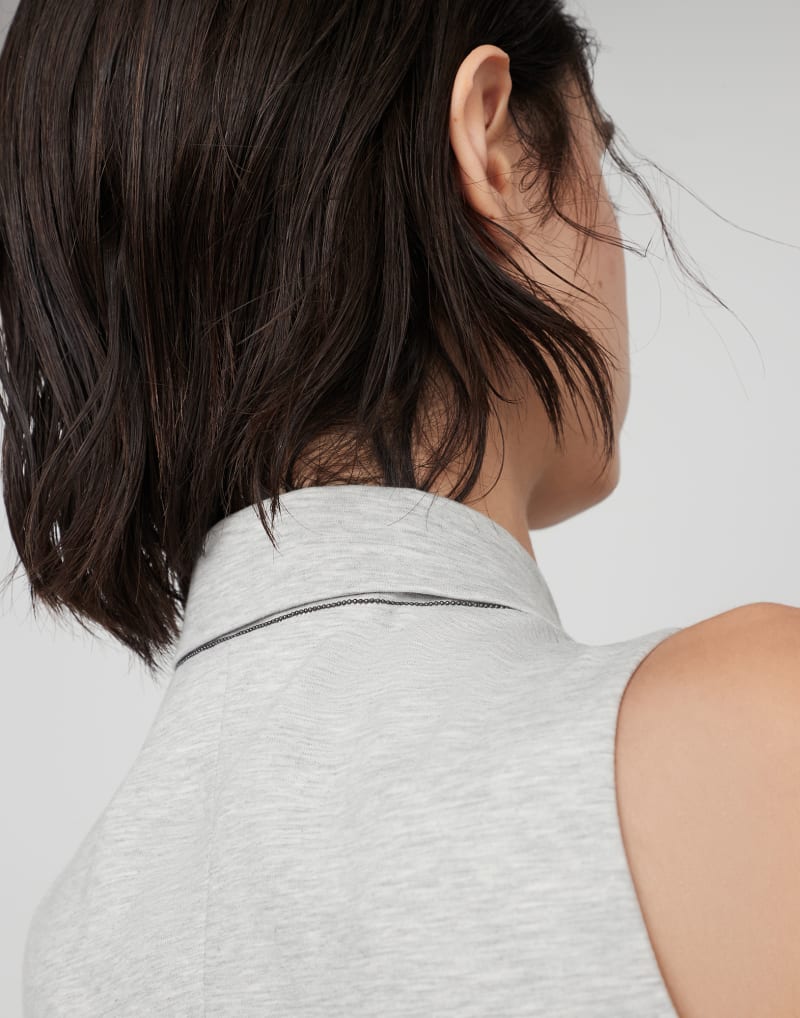 BRUNELLO CUCINELLI WOMEN'S LIGHT GREY SLEEVELESS SHIRT