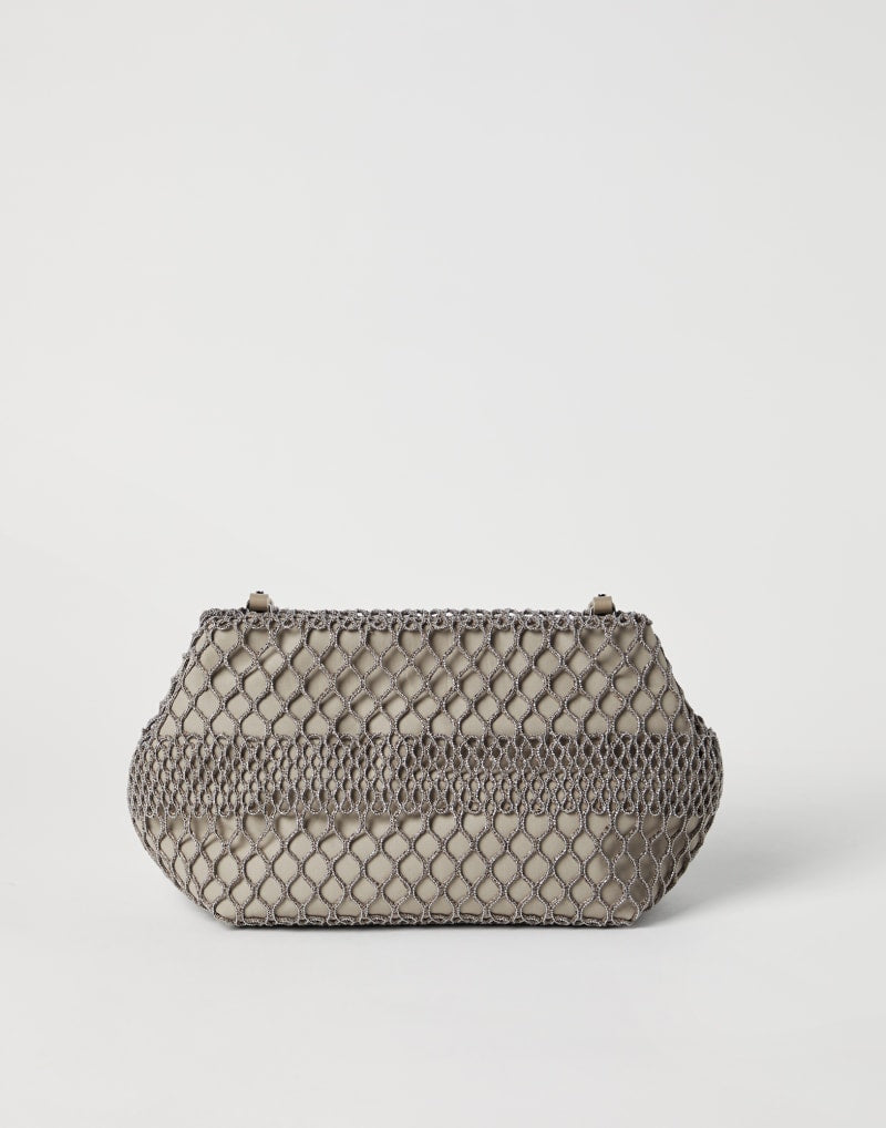 BRUNELLO CUCINELLI WOMEN'S BEIGE NETTED CLUTCH BAG