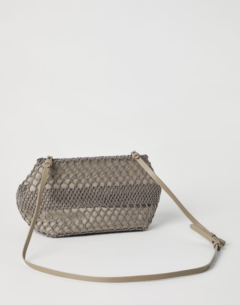 BRUNELLO CUCINELLI WOMEN'S BEIGE NETTED CLUTCH BAG