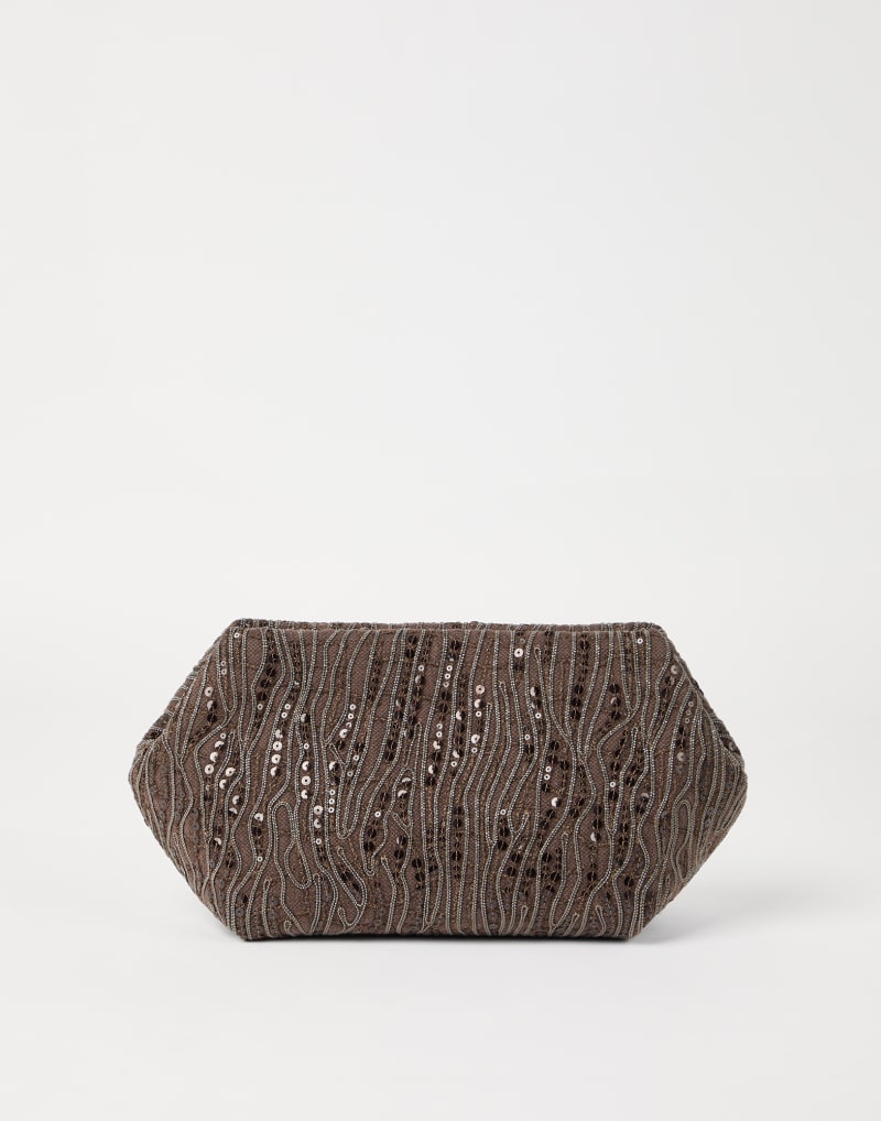 BRUNELLO CUCINELLI WOMEN'S BROWN COTTON LINEN CLUTCH