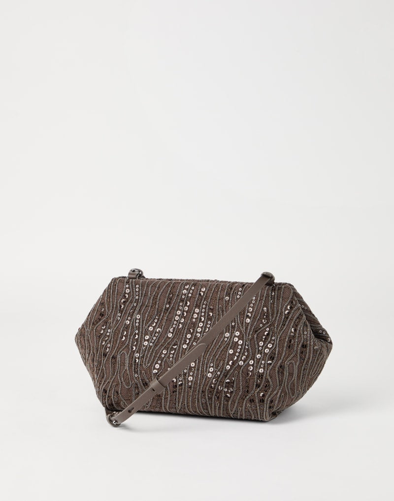 BRUNELLO CUCINELLI WOMEN'S BROWN COTTON LINEN CLUTCH