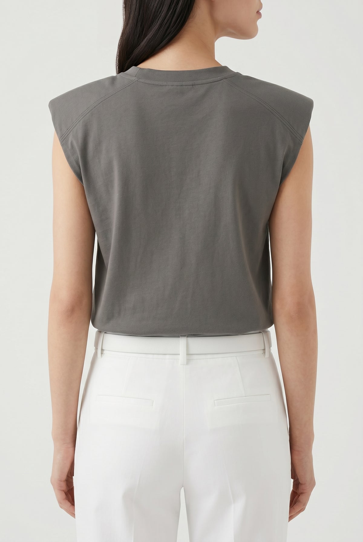 BRUNELLO CUCINELLI WOMEN'S DARK GREY SLEEVELESS SHIRT
