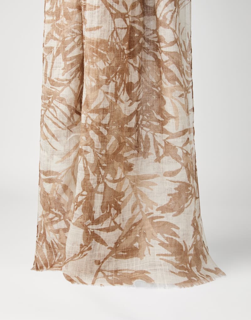 BRUNELLO CUCINELLI WOMEN'S LIGHT BROWN LINEN SCARF