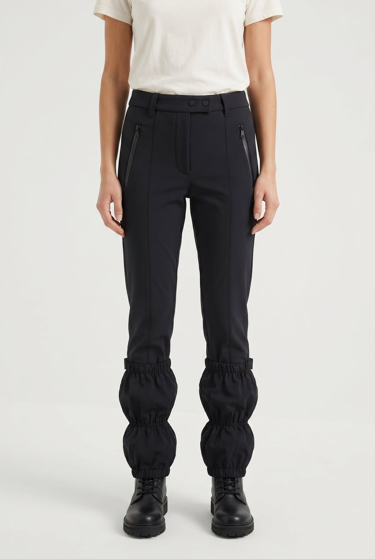BRUNELLO CUCINELLI WOMEN'S BLACK GATHERED HEM TROUSERS