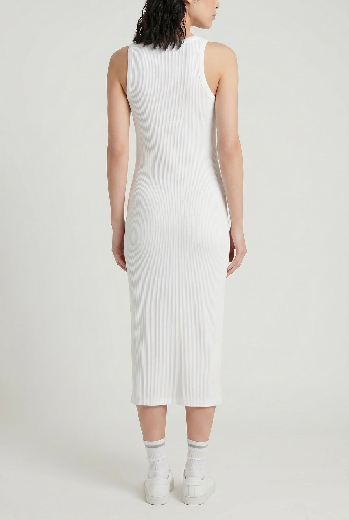 BRUNELLO CUCINELLI WOMEN'S WHITE RIBBED TANK DRESS
