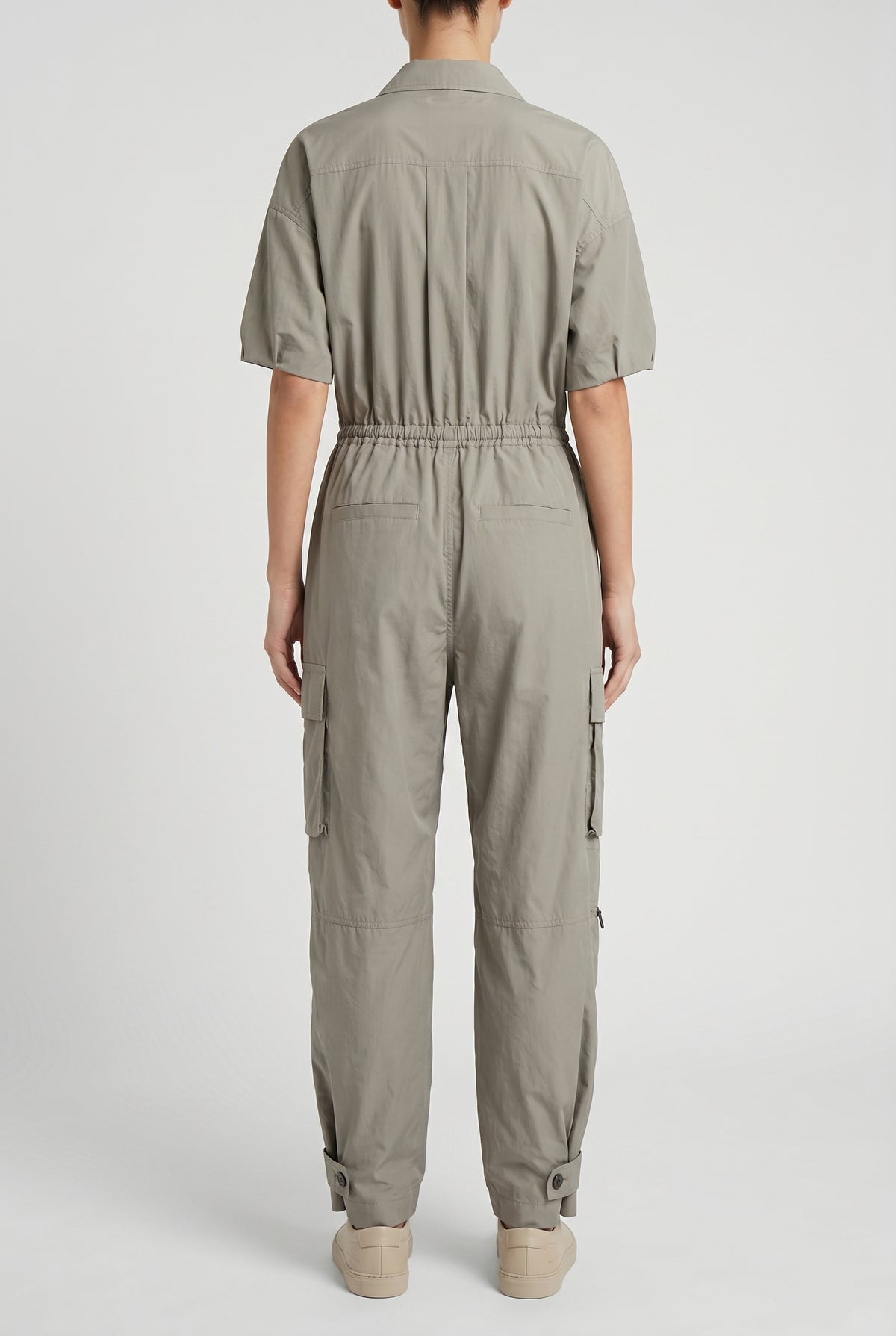 BRUNELLO CUCINELLI WOMEN'S LIGHT GREY RELAXED JUMPSUIT