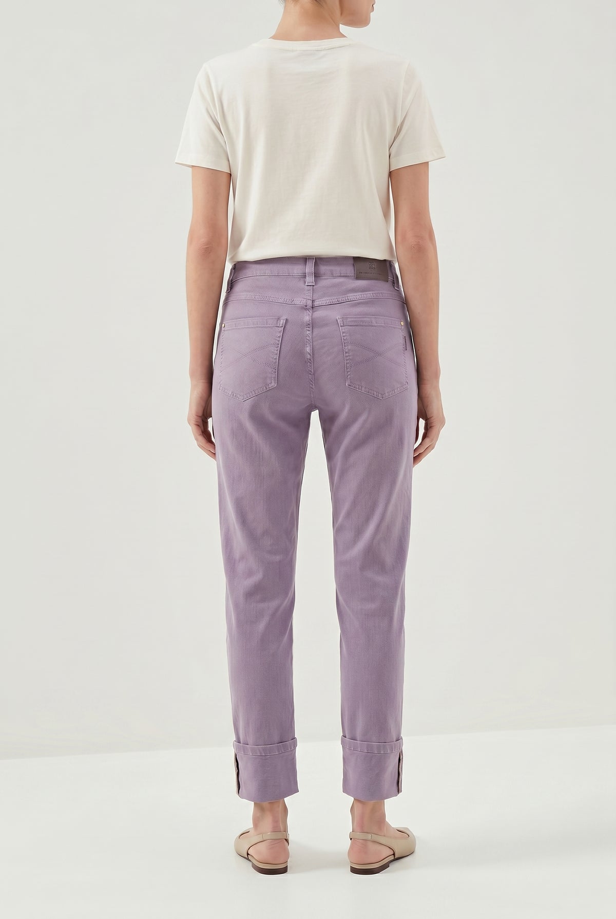 BRUNELLO CUCINELLI WOMEN'S LIGHT PURPLE COTTON TROUSERS