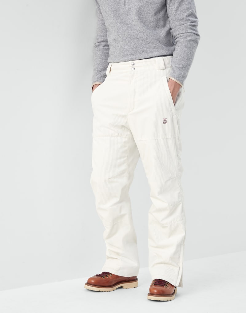 BRUNELLO CUCINELLI MEN'S OFF WHITE RELAXED COTTON TROUSERS