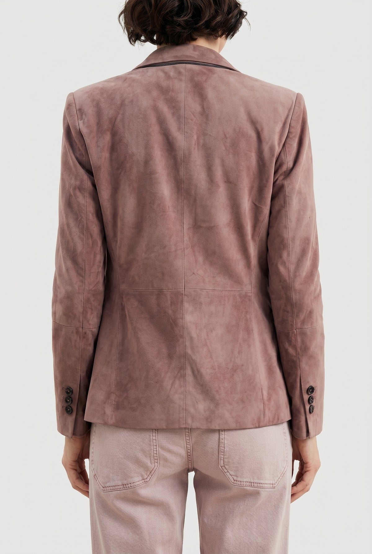 BRUNELLO CUCINELLI WOMEN'S DUSTY PINK SUEDE BLAZER
