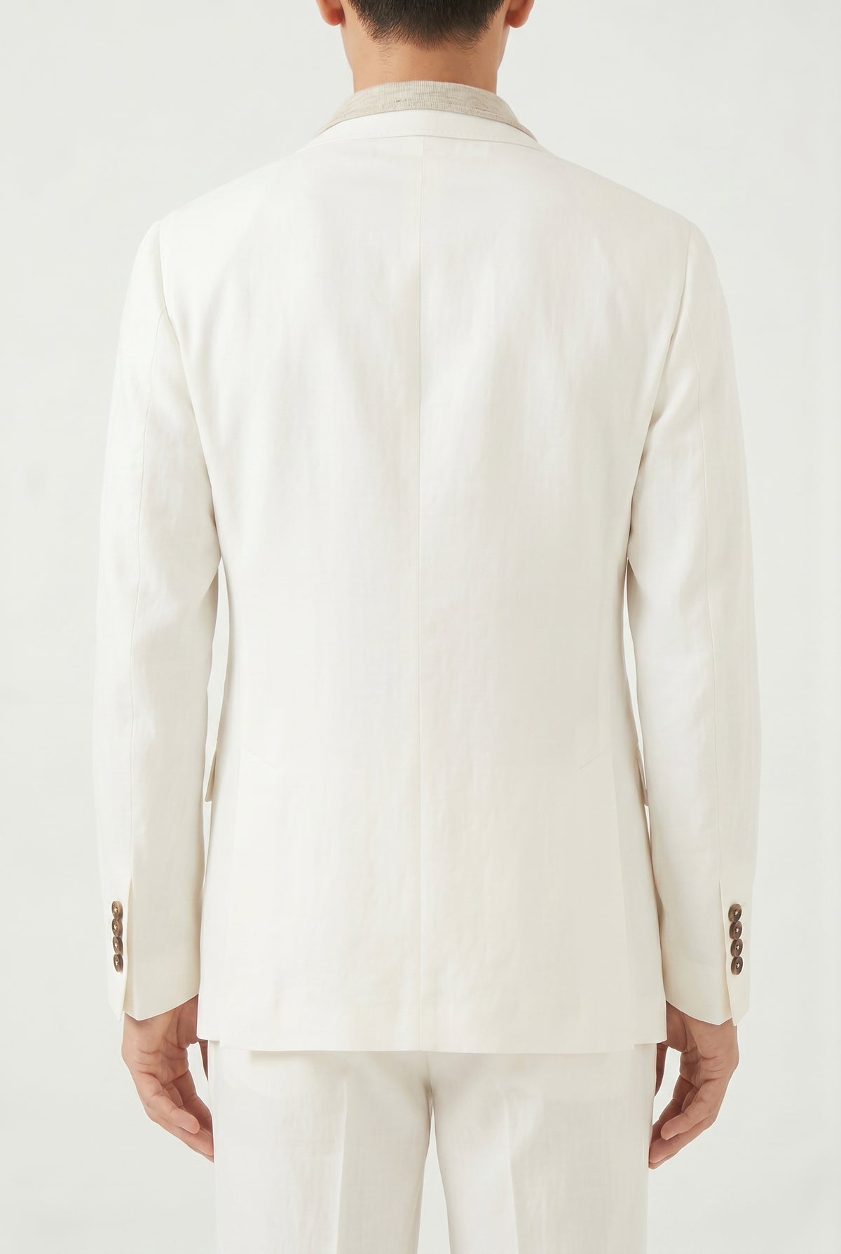 BRUNELLO CUCINELLI MEN'S OFF WHITE SILK BLAZER