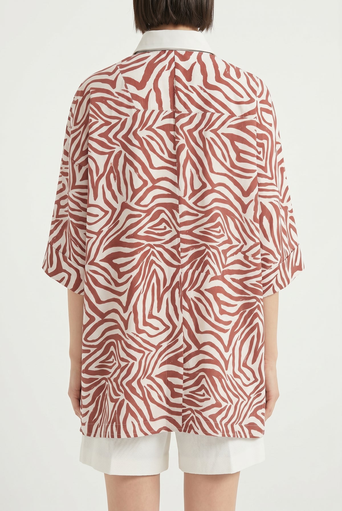 BRUNELLO CUCINELLI WOMEN'S RED SILK BLEND OVERSIZED SHIRT