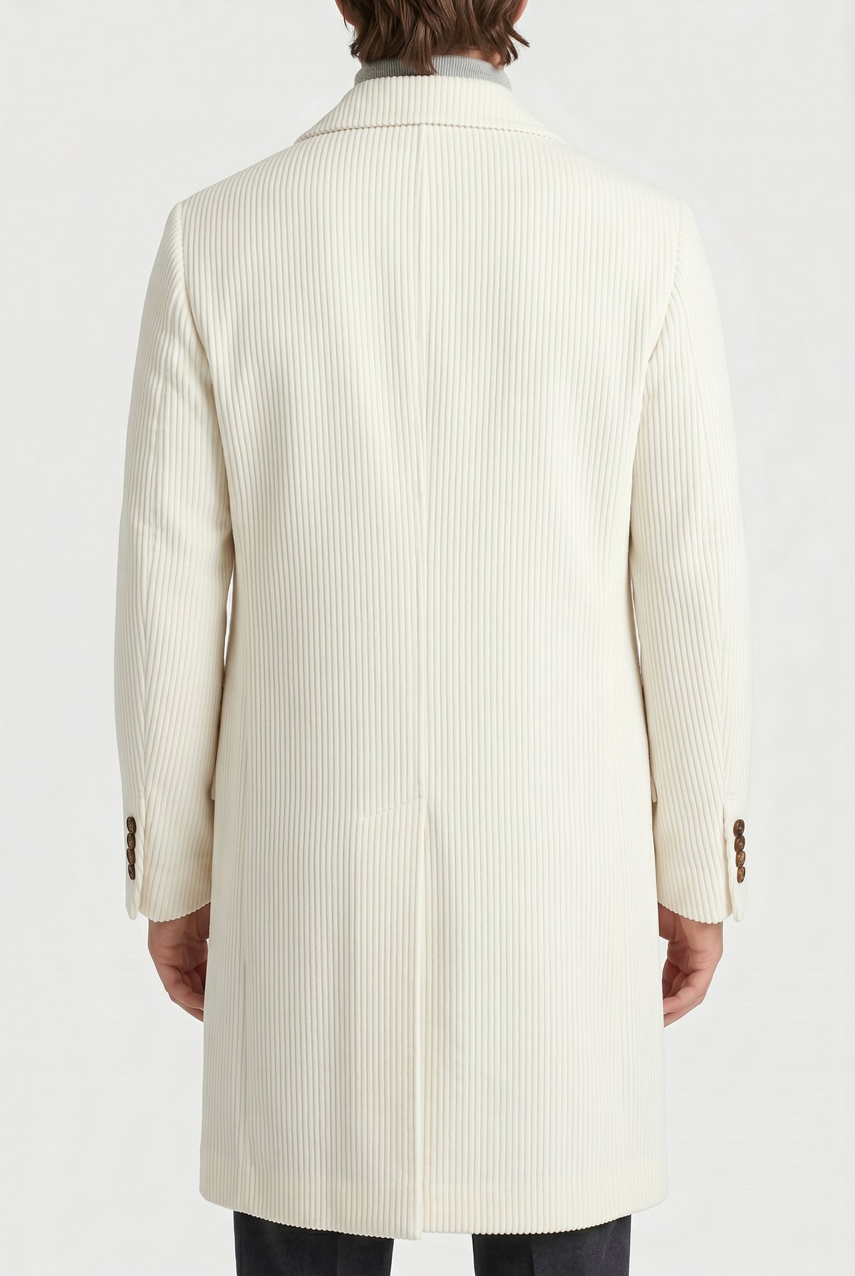 BRUNELLO CUCINELLI MEN'S OFF WHITE WOOL TAILORED COAT