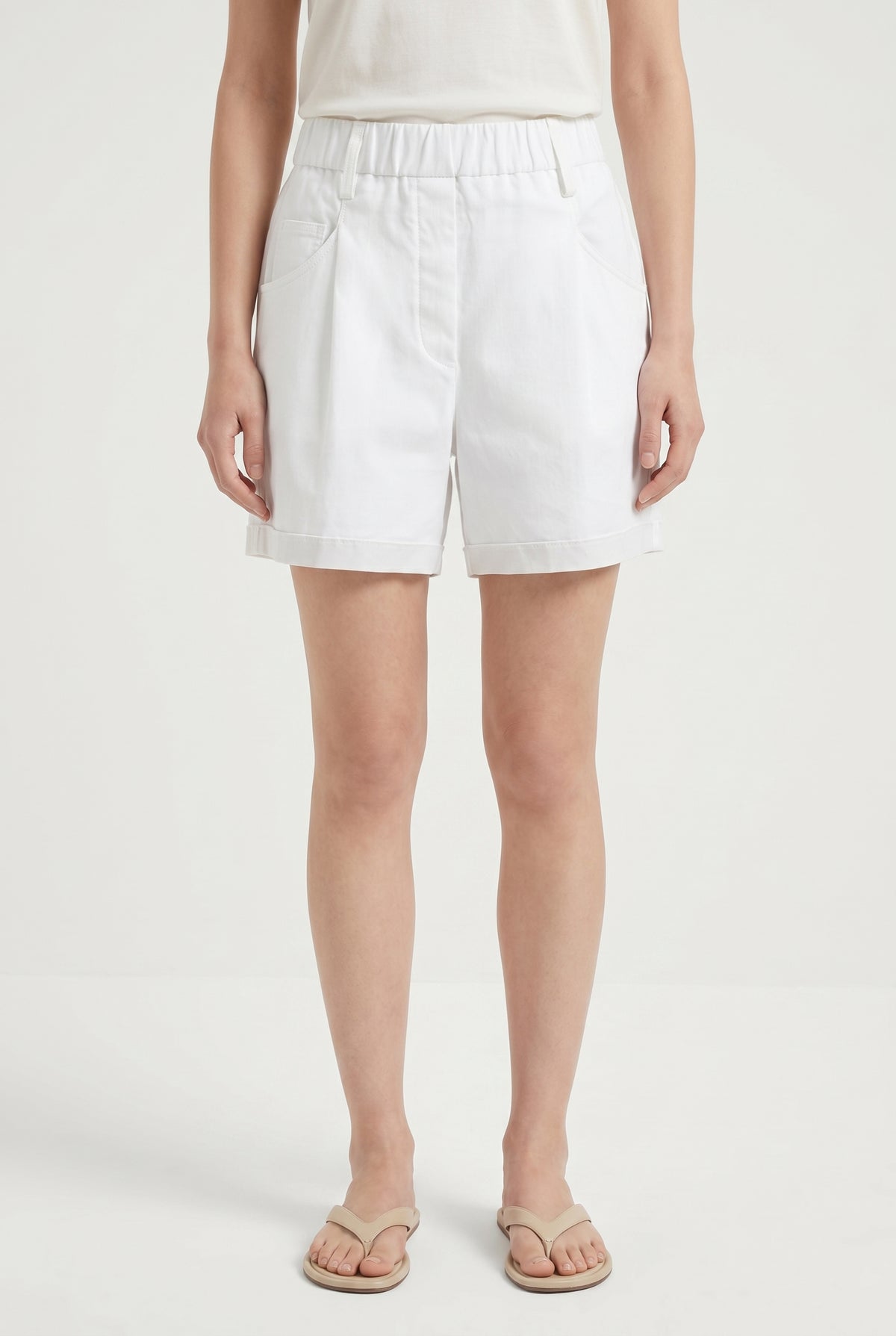 BRUNELLO CUCINELLI WOMEN'S WHITE RELAXED SHORTS